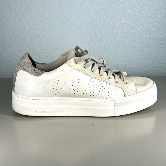 P448 Women Thea White Leather Grey Suede Sneakers Shoes Size 39 US 8.5 Italy - Picture 9 of 16